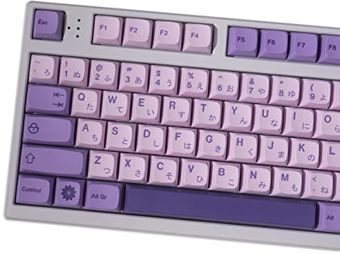 PBT Lila Japanische Tastenkappen Set 134 Tasten XDA Profile Custom Cute Dye-Sub Tastatur Tastenkappen für Cherry Gateron MX Switches Mechanische Tastaturen