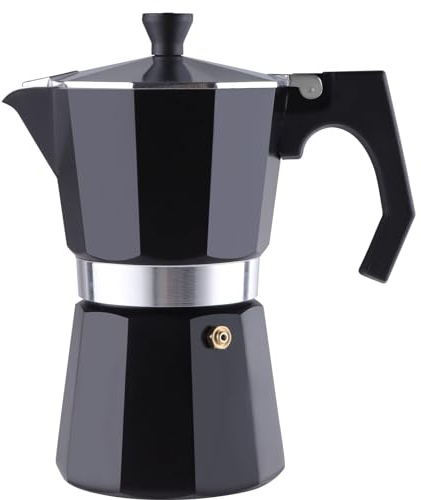 wedrink Cafetera Italiana 6 tazas, cafetera italiana moca, cacerola moca, cafetera espresso 300 ml, antiquemaduras, mango de madera