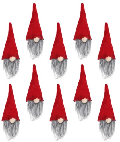 Warmhm 10 Stück Weihnachtsmützen Für Rotweinflaschen Mini-Weihnachtsmannmützen Zwergenärmel Weihnachtsmann Gesichtslose Puppenflaschenärmel Weihnachtszubehör Für Den Esstisch