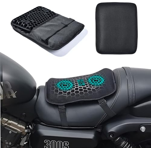 AriKroii Motorrad Sitzkissen, 3D Faltbares Rücksitzkissen Mit Innovativer Gelkissen Stoßdämpfung Sitzschutz, Lindert Gesäßschmerzen bei Langstreckenfahrten Bequem für Lange(M