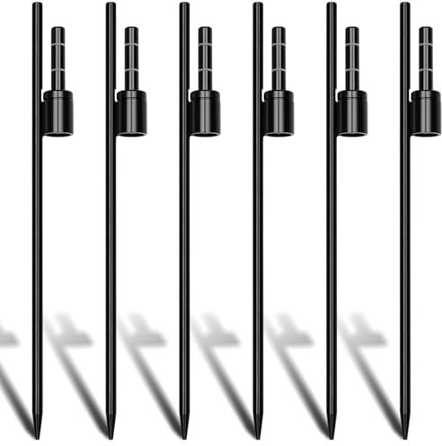 Shimeyao Flag Pole Holder for Ground Banner Stakes Stainless Steel Feather Flag Ground Spike Black Ground Stake with Sleeve Bearing Fit Flag Poles with 0.66 Inch Inner Diameter(6 Pcs)