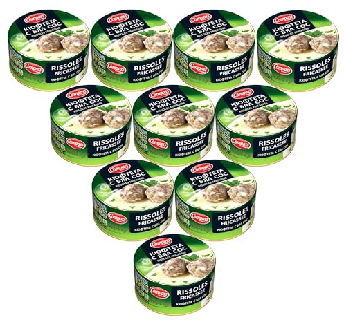 Compass Rissoles Fricassee Canned Ready Meals - 300g Tinned Bulgarian Food Meal Pouches - MRE & Camping | Ready to Eat Hot or Cold - Meal Replacement (Rissoles fricassee, 10 Pack)