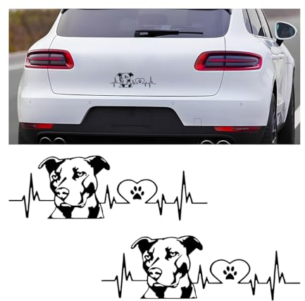 JNNJ 2 Stück Auto Aufkleber, Niedlich Lustig Karosserie Aufkleber mit Selbstklebend, Pitbull Liebe Dekoration Aufkleber, Auto Kühlschrank Laptop Wand(Schwarz)