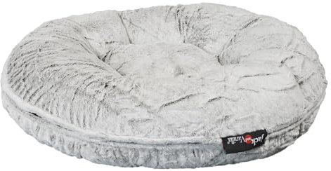 JACK AND VANILLA, Hundekissen, Modell Puff Lambskin, graue Farbe, Größe Ø90 cm