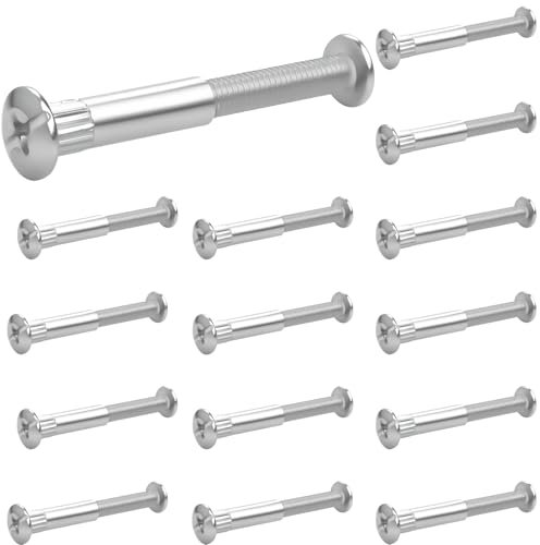 30 Pezzi Vite per Mobili Viti M6 Giunzioni per Mobili Acciaio Nichelato(15x Viti per Mobili Filettatura,15x Viti per Manicotto)Spessore Legno 56–65mm per Fessura a Croce Armadi Credenze Assi di Legno