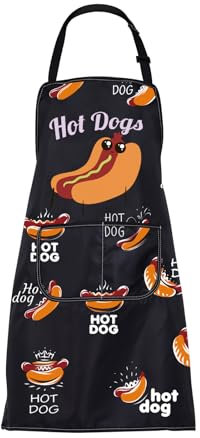 Hot Dog-Schürze mit Taschen, Hot Dog-Geschenk, Hot-Dog-Liebhaber, Hot Dog-Kochschürze, lustiges Hot Dog-Geschenk, Schürze zum Backen, Grillen, Hotdog-Schürze, L