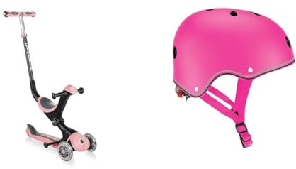 Globber Jeunesse Unisexe Trottinette, Rose Pastel, Taille Unique & Casque Primo XS/S - Casque de Protection pour Les Enfants, Rose Intense