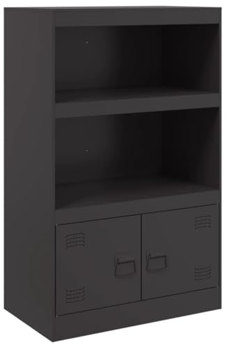 vidaXL Sideboard, Kommode Anrichte für Wohnzimmer, Metallschrank Schrank mit Stauraum, Highboard Beistellschrank Mehrzweckschrank, Schwarz Stahl