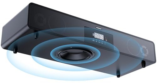 ODIOMX Soundbar 2.1 per TV da 120W con Subwoofer, Sistema Surround Wireless 3D per Home Theater, Modalità EQ e Altoparlanti in Legno Super Bassi