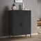 STEELSØN Kommode Atria, Sideboard für Wohnzimmer, Metall Kommode mit Doppeltür und Schubladen, Metallschrank, Mehrzweckschrank schwarz Maße 110x80x38 cm