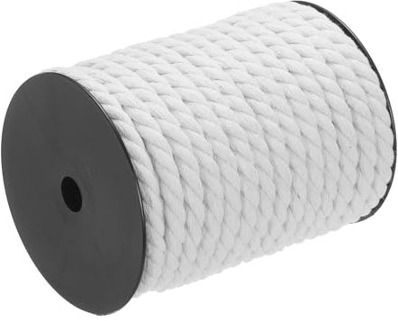 QUARKZMAN Cuerda de Algodón 3 Hebras Trenzada Torcida, Blanca 23M/25 Yardas 10mm de Diámetro para Colgar en la Pared, Colgador de Plantas, Tejido, Nudos de Macramé