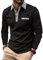 Halfword Mens Polo Shirts Long Sleeve Casual Golf T Shirt Turn Down Collar Shirts Black