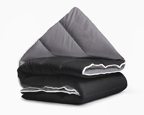 Sleeptime Bettdecke - Anthrazit/Schwarz - 140 x 200 - Waschbare Bettdecke - Mit Kissenbezug - 4 Jahreszeiten