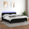 KOIECETA Boxspringbett mit Matratze LED Doppelbett Bett Polsterbett Bettgestell Bettrahmen Lattenrost Schlafzimmerbett Hotelbett Schwarz 160x200 cm Stoff