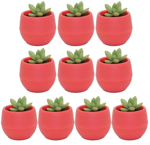 Bonita maceta de plástico para uso en interiores y exteriores para plantas suculentas en cualquier entorno (rojo)