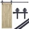 EGTink Juego completo de herrajes para puerta corredera de 150 cm, para sistema de puertas correderas, riel de puerta corredera negro para 1 puerta de madera