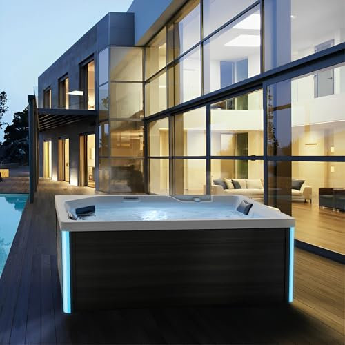 Tronitechnik® Outdoor Whirlpool Spa GALERA außen Badewanne weiß 190cm x 130cm mit Heizung, Hydromassage und Farblichtherapie