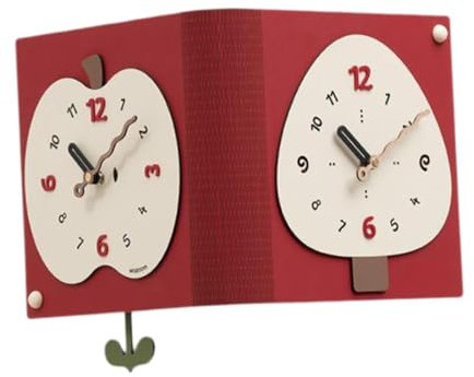 jojomis Reloj de pared de esquina de doble cara rojo, decoración moderna para sala de estar, cocina, comedor