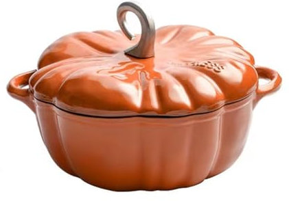 SXTYYH Cocotte Fonte émaillée En Forme De Citrouille Avec Couvercle Multifonctionnelle Maison Cocotte En Fonte CuisinièRe à Induction Universelle(Orange-25cm)