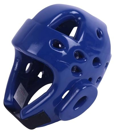 PciDinFo Casque de Boxe pour Enfants, Casque d'arts Martiaux sans Visière, Casque d'Entraînement Polyvalent, Conception Respirante et Ajustable, pour Taekwondo, Karaté, Boxe, Bleu, Taille S, 56 cm