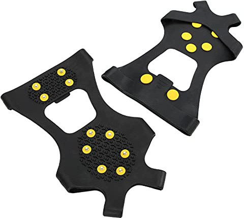 AKLOSIPY Steigeisen mit 10 Stahlzähnen für Outdoor-Schneeklettern Zum Bergsteigen und Wandern – rutschfeste Spikes für Mehr Stabilität (L)