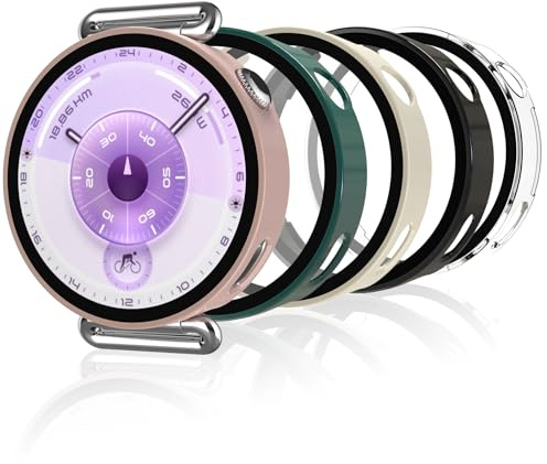Hianjoo 5 Stück Hülle mit Schutzfolie Kompatibel mit Huawei Watch GT 6 41mm, Rundum-Abdeckung PC Displayschutz Hülle, Schutzhülle Kompatibel Huawei Watch GT 6 41mm