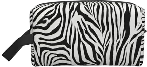 Trousse de toilette imprimée zèbre pour homme et femme, trousse de maquillage de voyage, grande capacité, pochette de rangement pour cosmétiques