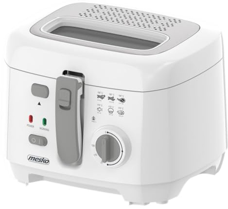 Mesko MS4908G Friteuse mit öl 2,5 Liter Fett, Elektrische, Klein, Regelbares Thermostat, Abnehmbar Antihaft-Ölbehälter, Geruchsfilter 1800W, Schwarz
