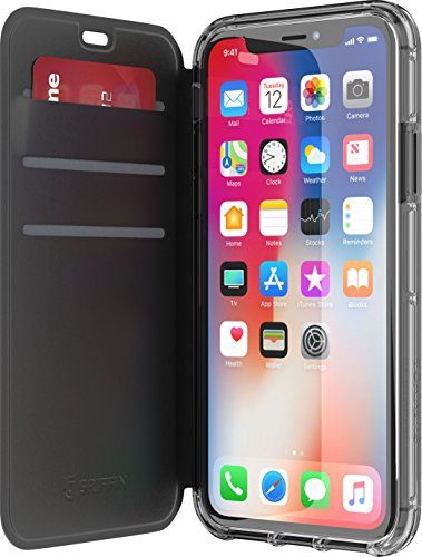 Griffin TA43989 Survivor Clear Wallet Case Cover for iPhone X - Black/Clear,TA43989