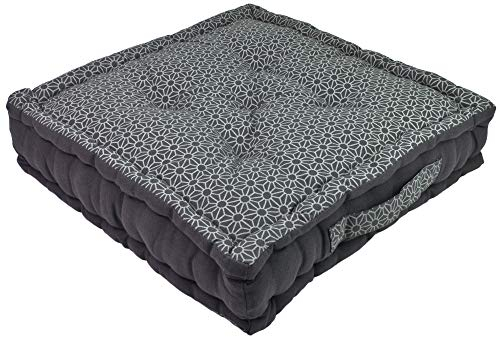 Alphadeco Dickes Bodenkissen Lara 10cm hoch - Stuhlkissen Matratzenkissen Sitzkissen - 45x45x10cm - 100% Baumwolle (Grau)