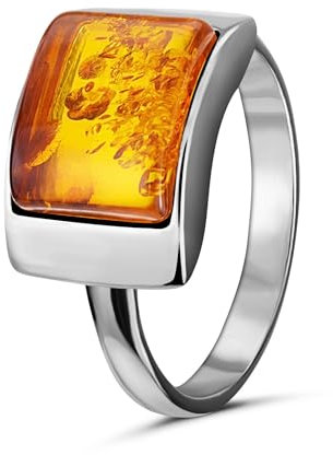 HolidayGiftShops Ring aus Sterlingsilber und baltischem Honig Bernstein Sunniva Größe: 7