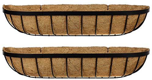 RUDDINGS WOOD Set of 2 x 36 (91cm) Large Metal Window Boxes - Garden Flower Wall Baskets - Wall Trough - Outdoor Hanging Window Sill Planters