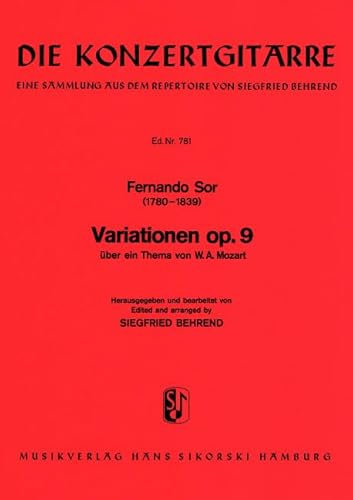 Variationen über ein Thema von W. A. Mozart: für Gitarre. op. 9. Gitarre.