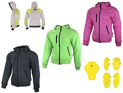 HEYBERRY Damen Hoody Motorradjacke Roller Hoodie mit Aramid Pink Gr. L