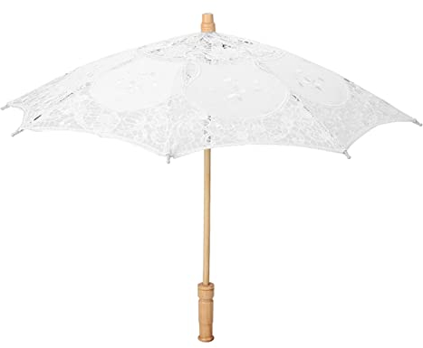 Fdit Sombrilla Hecha a Mano con Encaje, Bordado Floral, para Bodas, Novia, fotografía, Paraguas de Seda, Large