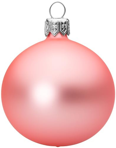 Sikora Essentials Klassische Christbaumkugeln aus Glas - matt - 6 Farben 3 Größen Premium Qualität, Farbe:Rosa matt 4er Set, Höhe in cm:6 cm