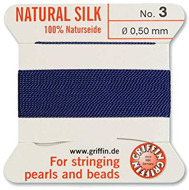 Creative-Beads - Filo per perline, filo di seta per perle da infilare, estremità del filo flessibile utilizzabile come ago, spessore 0,50 mm, lunghezza 2 m, colore blu