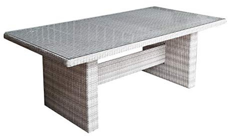 Polyrattan Gartentisch 200x100 Glastisch Esstisch Gartenmöbel Tisch Metall