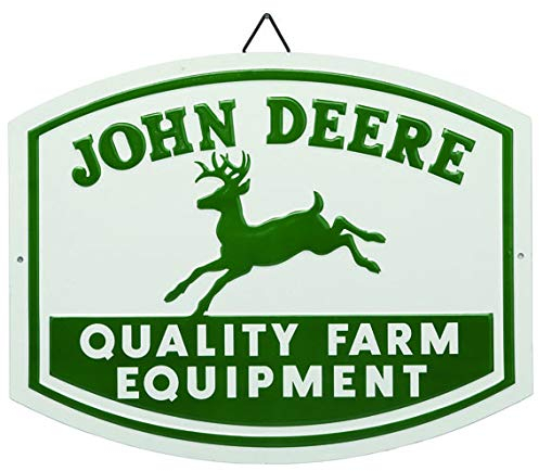 Open Road Brands John Deere Qualitätsschild mit Aufschrift Farm Equipment, geprägtes Vintage-Schild von John Deere für Garage oder Männerhöhle