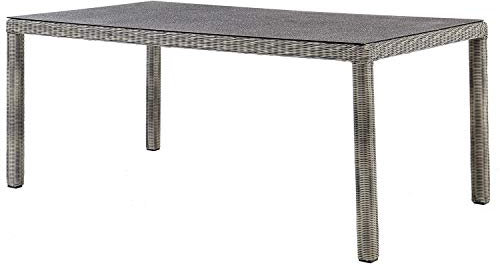 Gartentisch Esstisch Terrassentisch | Aluminium | Glasplatte | Kunststoffgeflecht | Grau | 182x102 cm