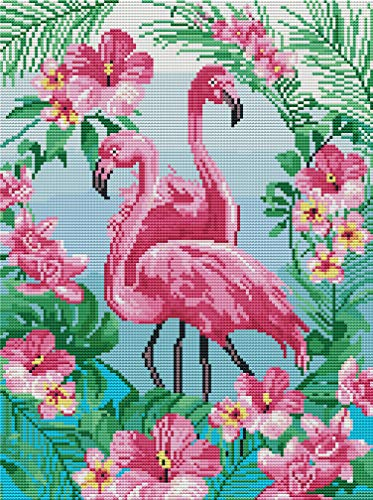 Abillyn Stickerei-Set, Kreuzstich, rosa Flamingo, mit aufgedrucktem Muster, Starter-Set (Flamingo)