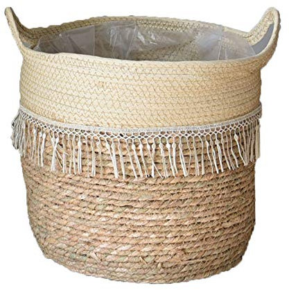 seegras korb,Gewebter extra großer Strohblumentopf, Bonsai Wohnzimmer Korb Dekoration Rattan Blumentopf-XXL