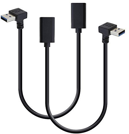 EMSea USB 3.0 Extension Data Cable Male to Female 90 Degree Up & Down Elbow Plug 30cm Wire 5Gbps Data Transfer Rate Pack of 2