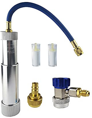 Wisepick AC Kit d'injecteur d'huile et de Colorant, adapté au système de réfrigérant R134A R1234YF, avec coupleur réglable et contrôleurs d'huile