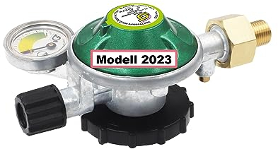 IGT Gasregler 50mbar mit Manometer für Campingaz Gasflasche R 907 904 901 mit Schlauchbruchsicherung Gasfüllstandsanzeige Butangas