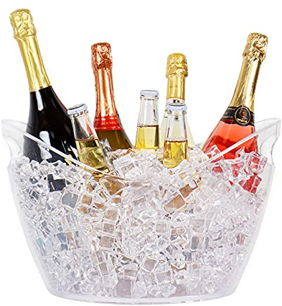 Drinks Bucket with Handles,Large Ice Buckets Beer Bucket for Families, Parties, Barbecues, Picnics,Transparent-12L