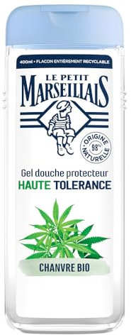 Le Petit Marseillais – Gel Douche Protecteur Haute Tolérance Chanvre Bio (flacon de 400 ml) – 98% d'ingrédients d'origine naturelle – Pour peaux réactives et sensibles