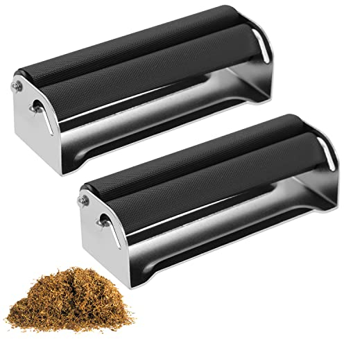 Tabakroller aus Metall, manuelle Zigarettenrollmaschinen, 70 mm, einfach zu bedienen, für Zigaretten, Zubehör, Schwarz, 2 Stück