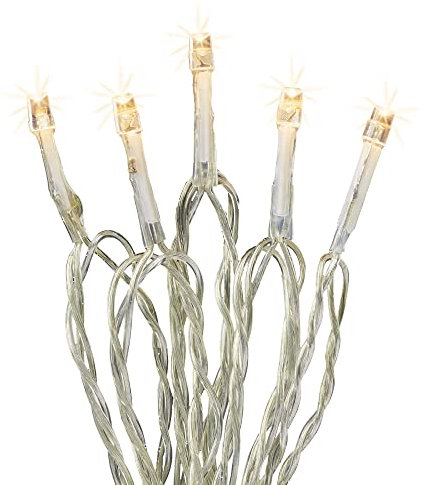 hellum Lichterkette innen, 50 er LED Lichterkette mit Timer, beleuchtete Länge 7,35m, batteriebetrieben, Kabel transperent, Lichtfarbe warmweiß <59 Lumen, 2er Set 150650