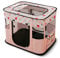 ALLSOPETS Faltbarer Haustierstall Tragbarer Katzen Laufstall Hunde Zelt Hundekäfig für Hund Welpe Freigehege Hundebox Kaninchen Zwinger mit Tragbar Handtasche (Rosa Erdbeeren, M)